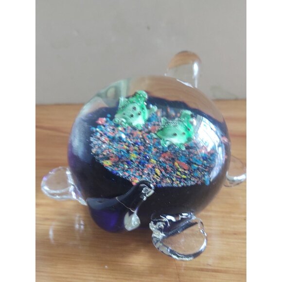 Vintage Hand Blown Glass Turtle Paperweight 5" x 4" x 2 1/2" tall - Picture 5 of 11
